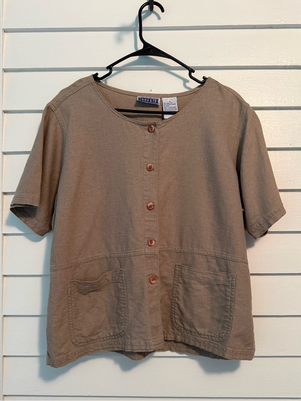 Erika & Co. | Vintage Linen Blend Utility Top Size Medium